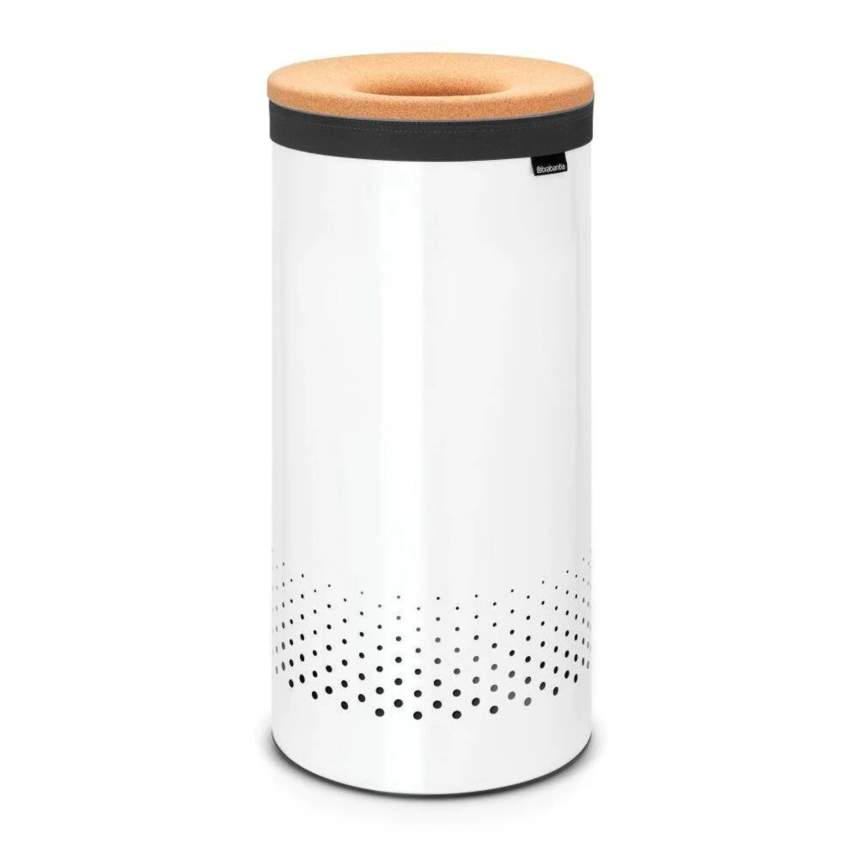 Brabantia Wäschekorb White mit Korkdeckel, 35 L, Quick-Drop Öffnung
