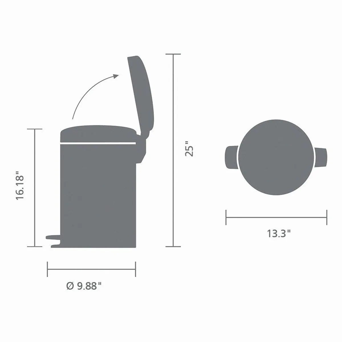 Brabantia NewIcon Treteimer, 12L, geruchsfester Deckel, einfaches Pedalsystem 5