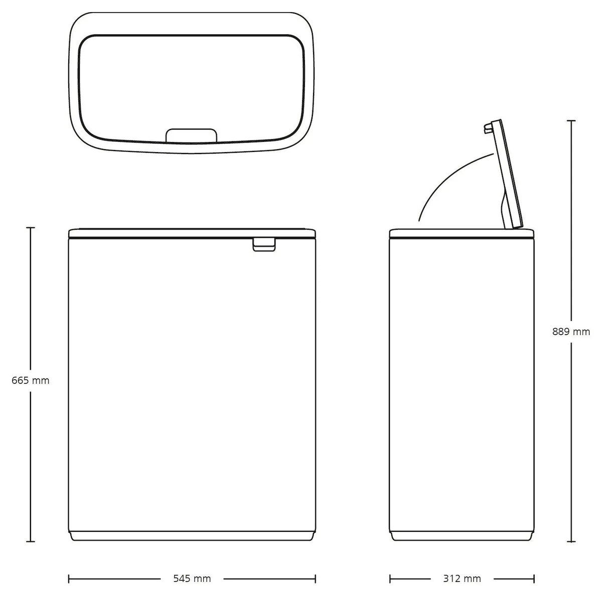 Brabantia Bo Touch Bin, 2 x 30L, einfache Mülltrennung, elegantes Design, herausnehmbare Inneneimer 5