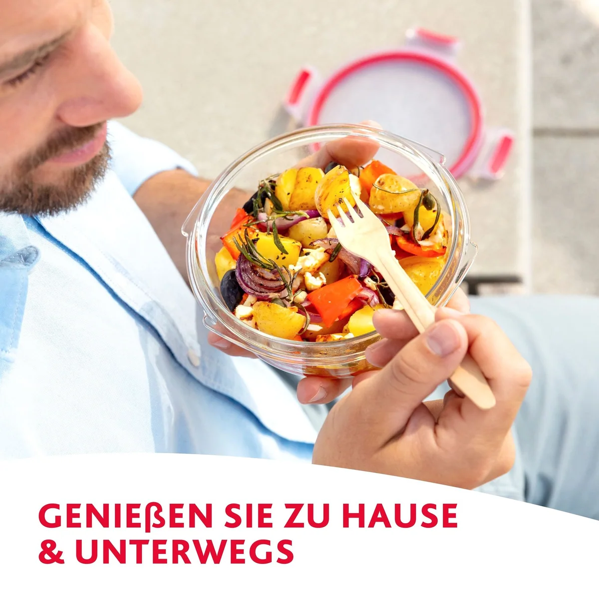 EMSA Clip & Close Aufbewahrungsbecher, Glas, 2-tlg., auslaufsicher, stapelbar 5