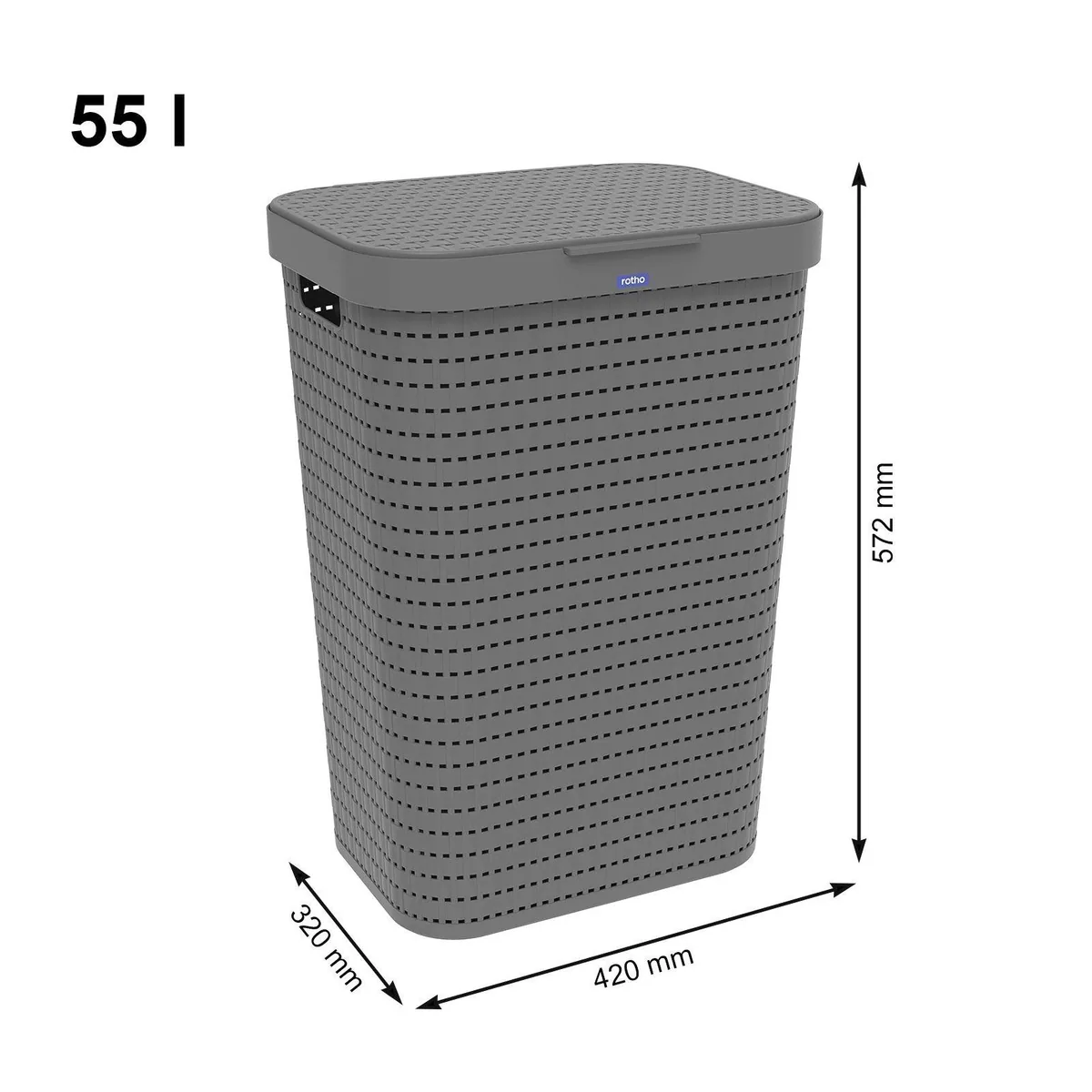 Rotho Wäschekorb COUNTRY, 55l Volumen, praktische Tragegriffe, elegante Rattan-Optik 4