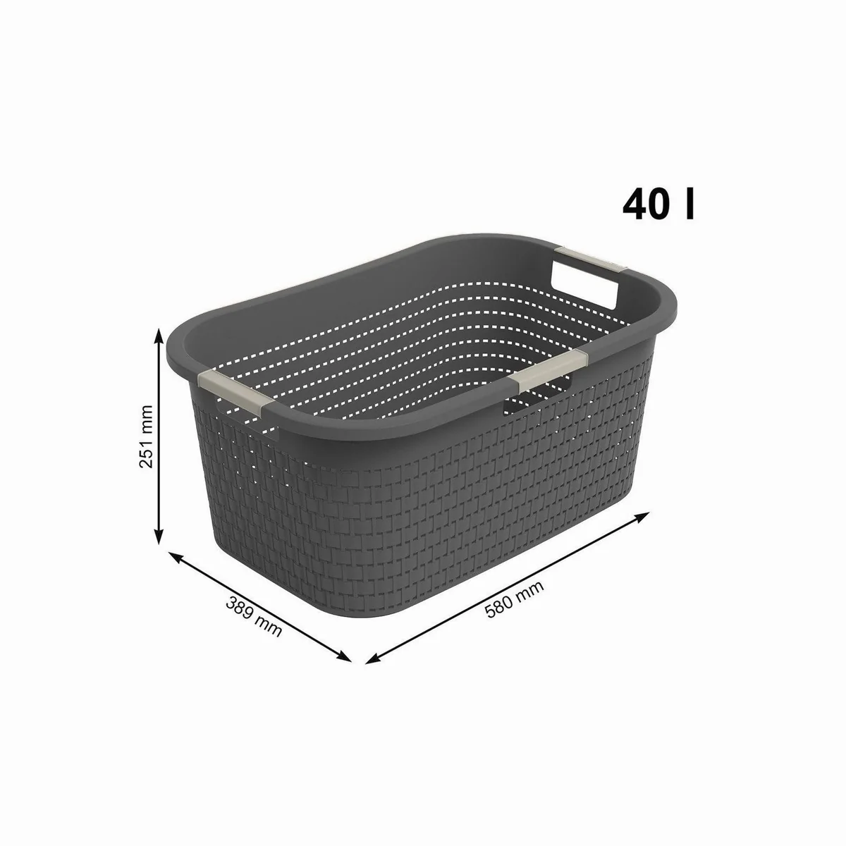 Rotho Wäschekorb Country 40L, ergonomisch, luftzirkulierend, stapelbar 3