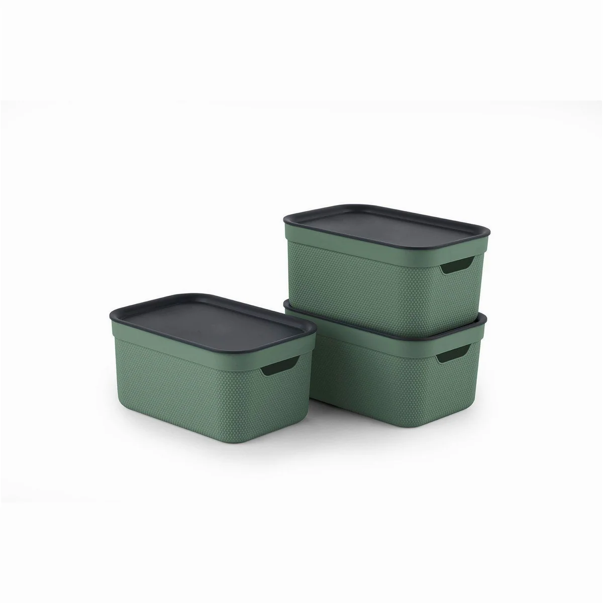 Rotho Jive Aufbewahrungsbox, stapelbar, 3er-Set, 5l — platzsparend, vielseitig, in frischen Farben