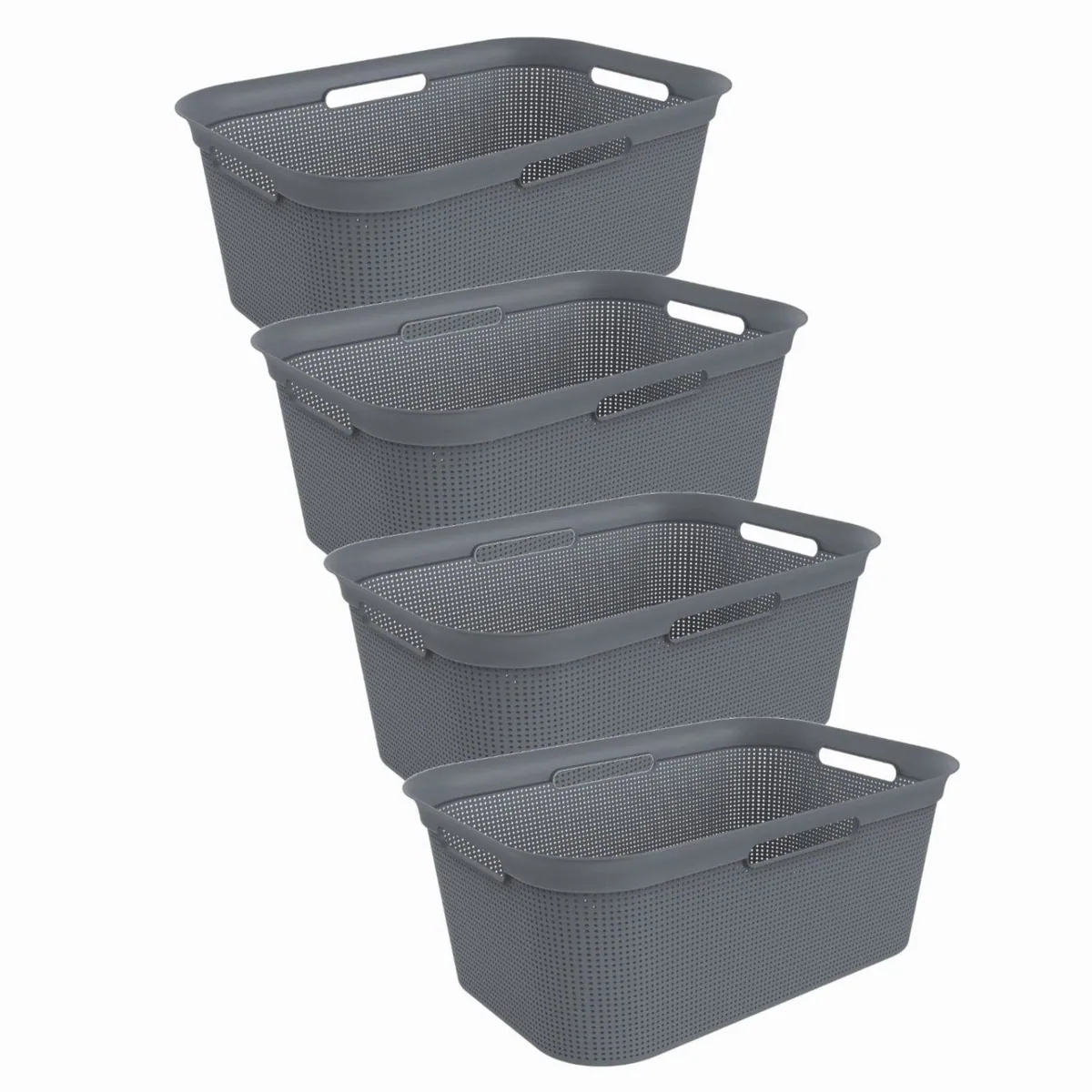 Rotho Wäschekorb Brisen 4er-Set, robust, stapelbar, belüftet