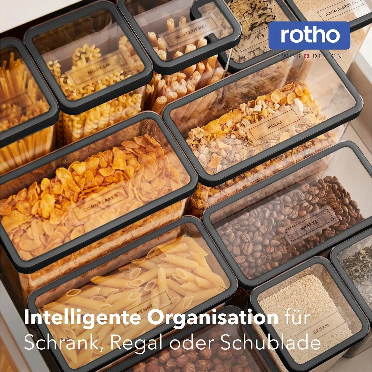 Rotho LOFT Vorratsdosen-Set 24-tlg., luftdicht, stapelbar, vielseitig 2