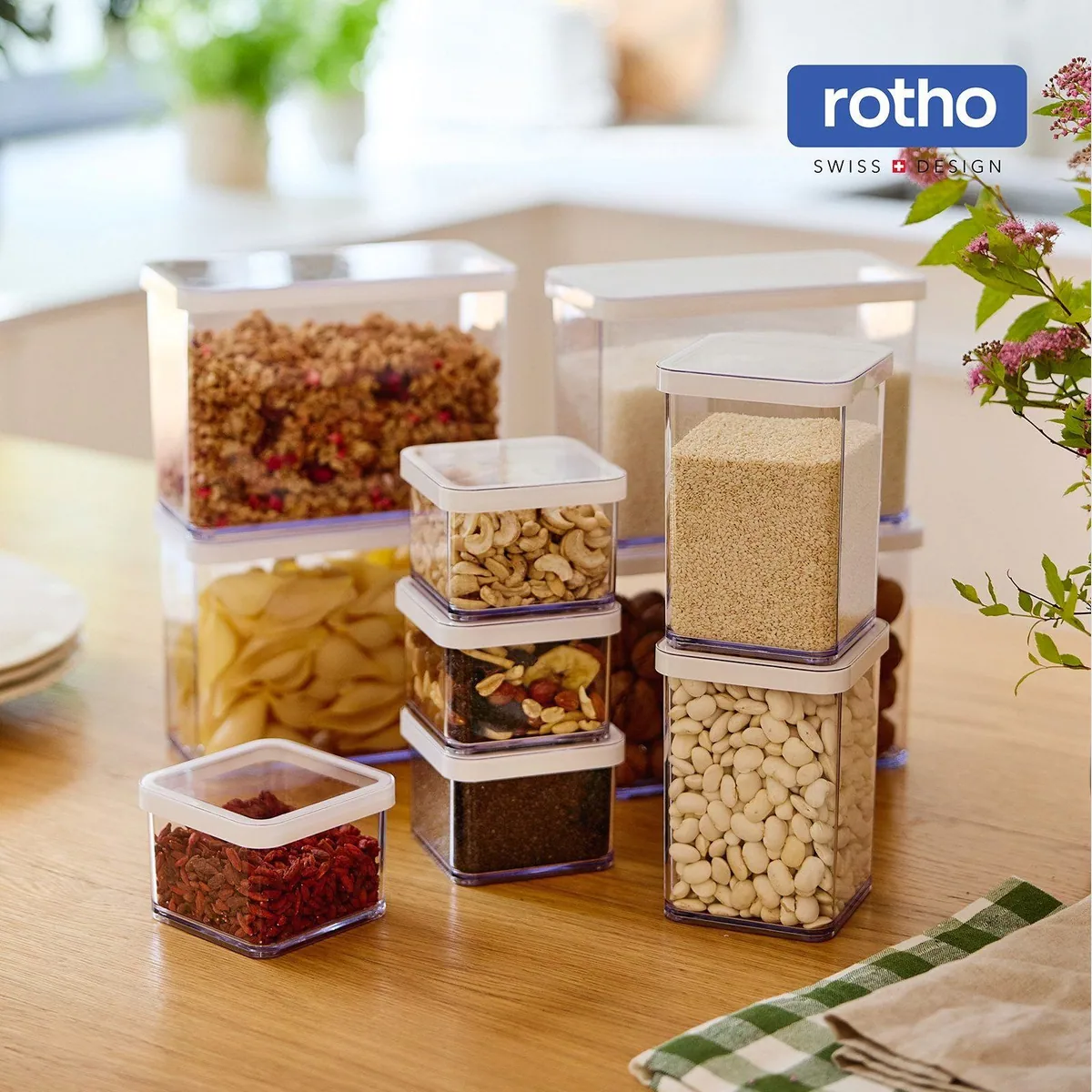 Rotho LOFT Vorratsdosen-Set 24-tlg., luftdicht, stapelbar, vielseitig 5