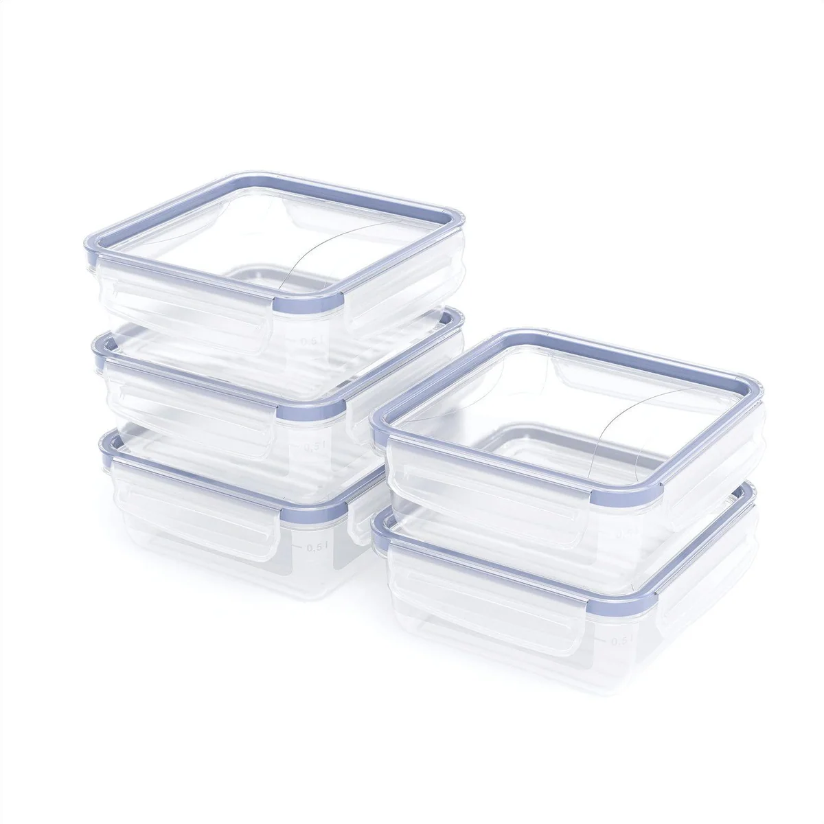 Rotho CLIC & LOCK Frischhaltedosen Set, luftdicht, 5 x 0,8 l