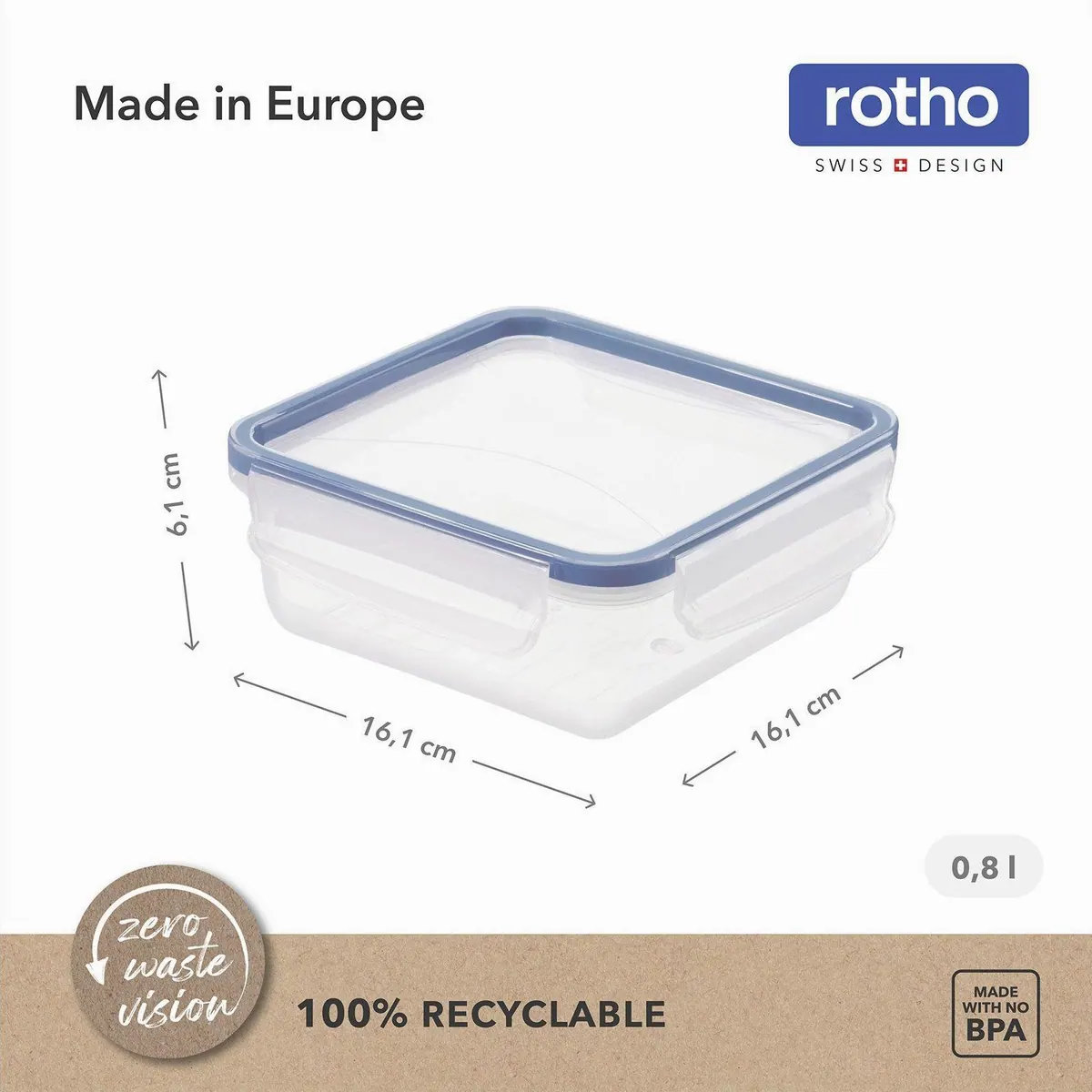 Rotho CLIC & LOCK Frischhaltedosen Set, luftdicht, 5 x 0,8 l 3