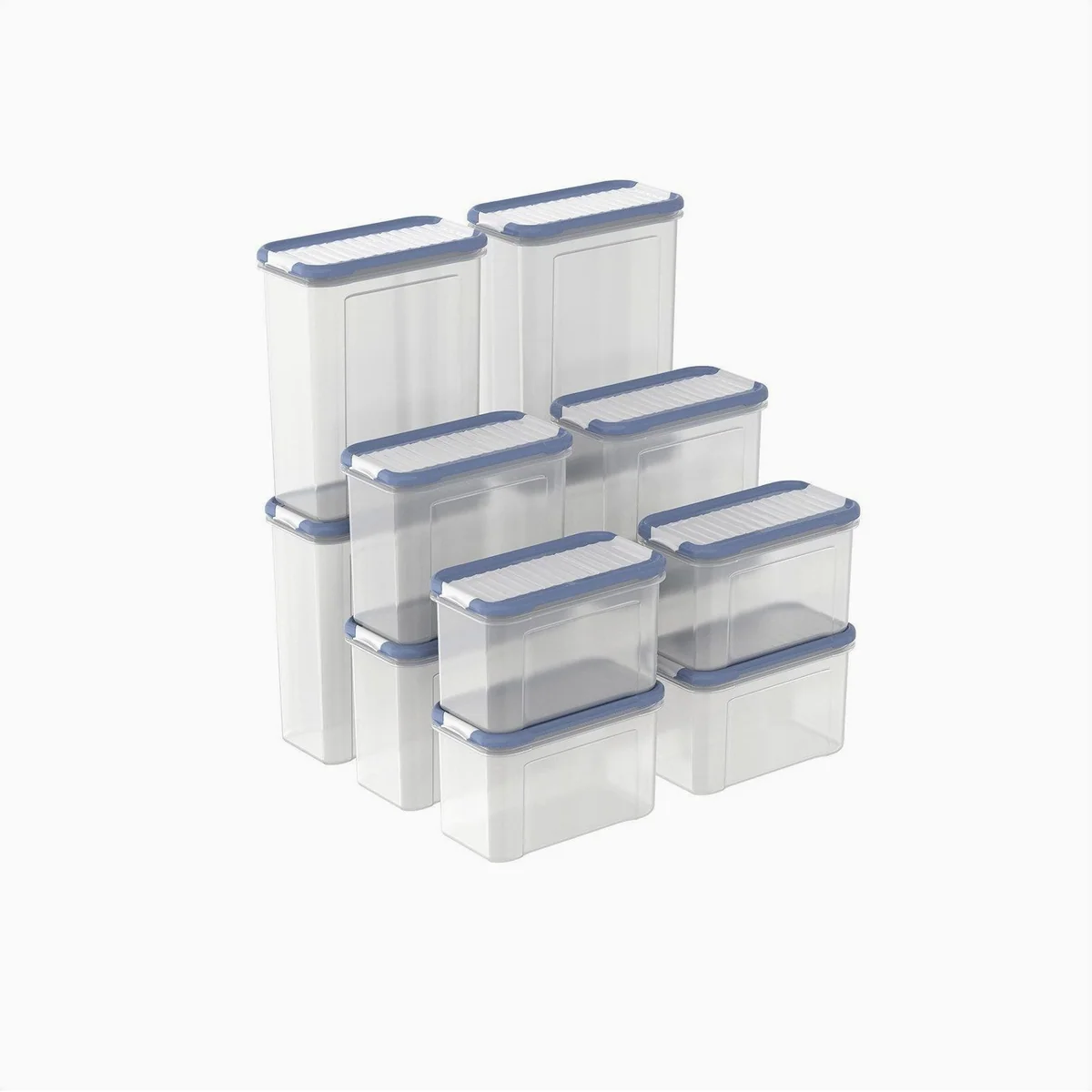 Rotho DOMINO Frischhaltedosen Set, 12-teilig, platzsparend und stapelbar