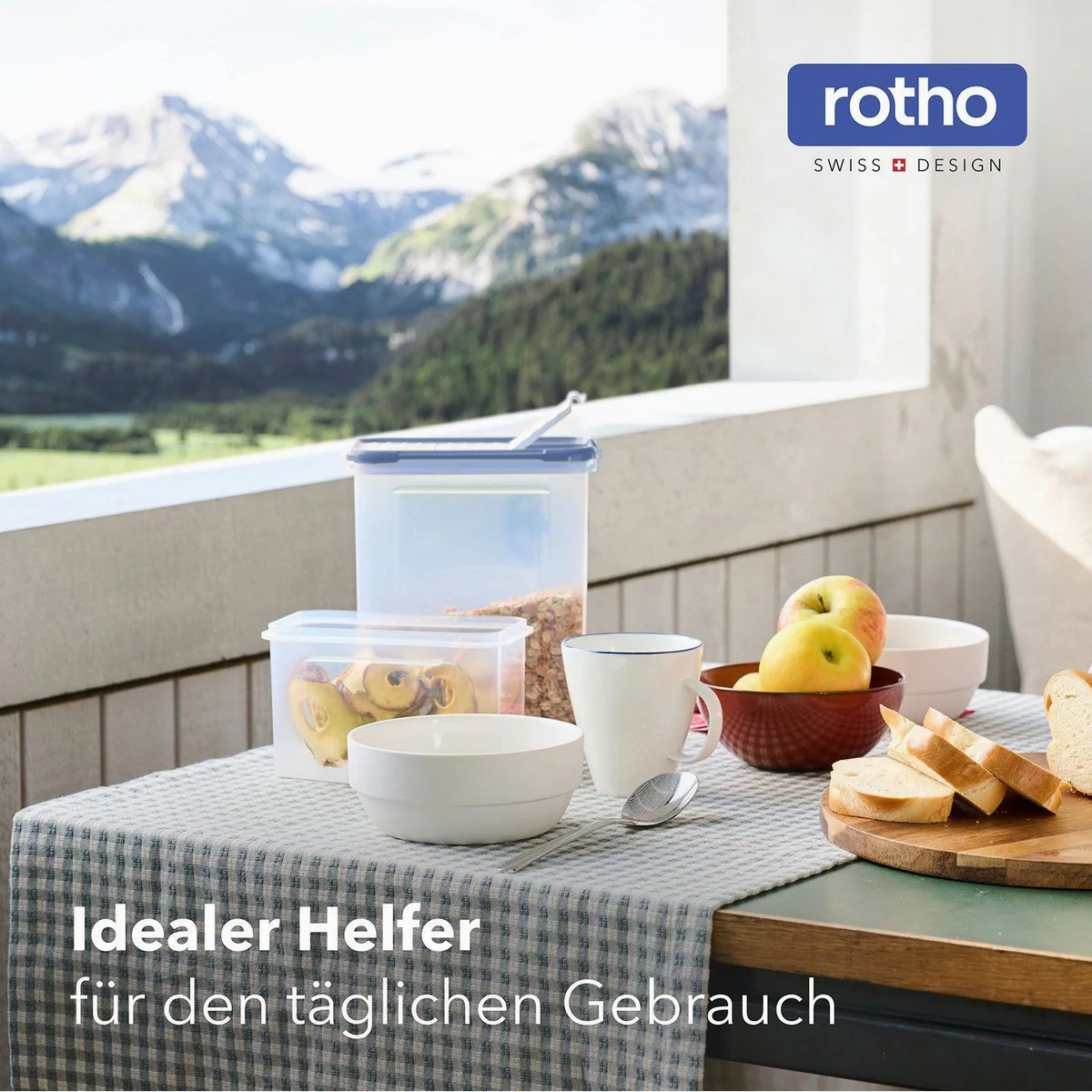 Rotho DOMINO Frischhaltedosen Set, 12-teilig, platzsparend und stapelbar 2