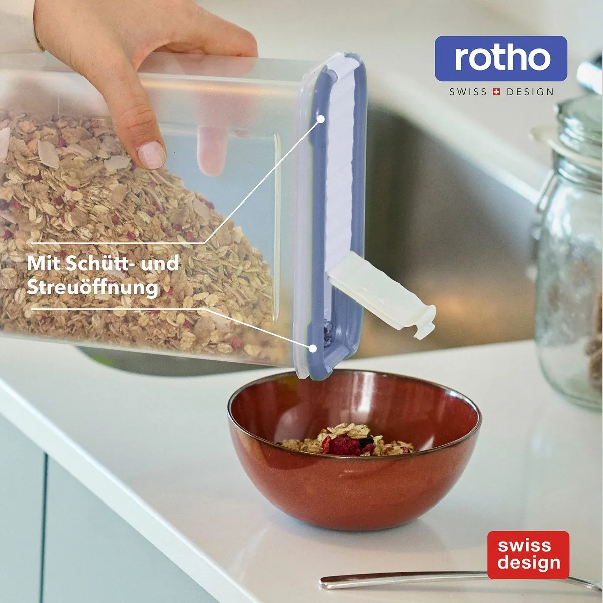 Rotho DOMINO Frischhaltedosen Set, 12-teilig, platzsparend und stapelbar 3