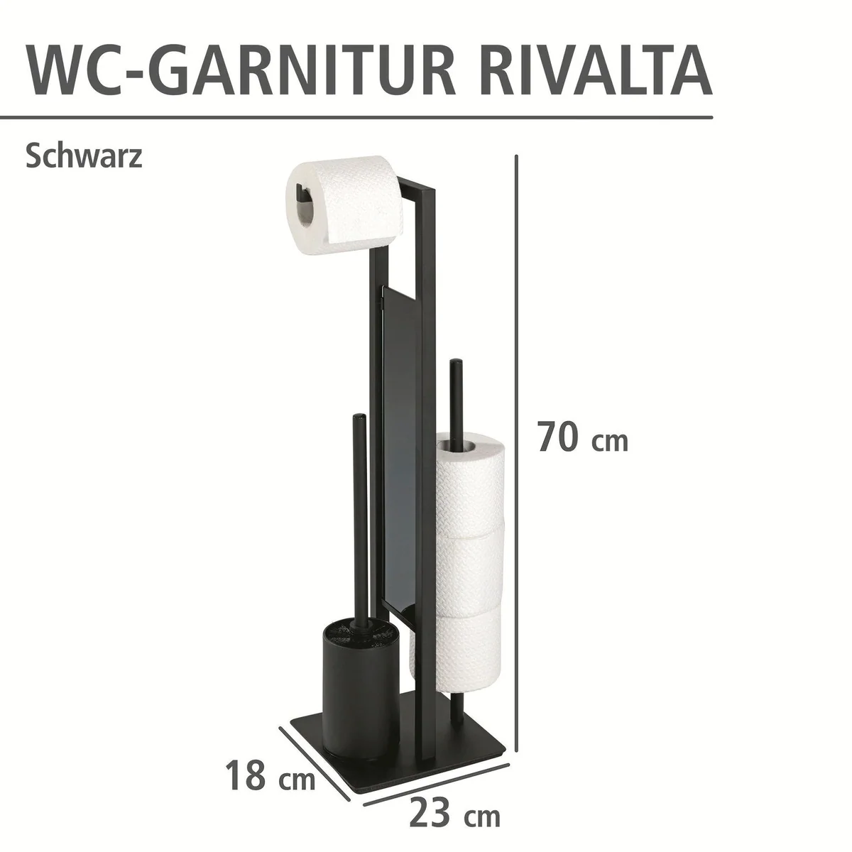 WENKO WC-Garnitur Rivalta, 3-in-1 mit Toilettenpapier- und Bürstenhalter 5