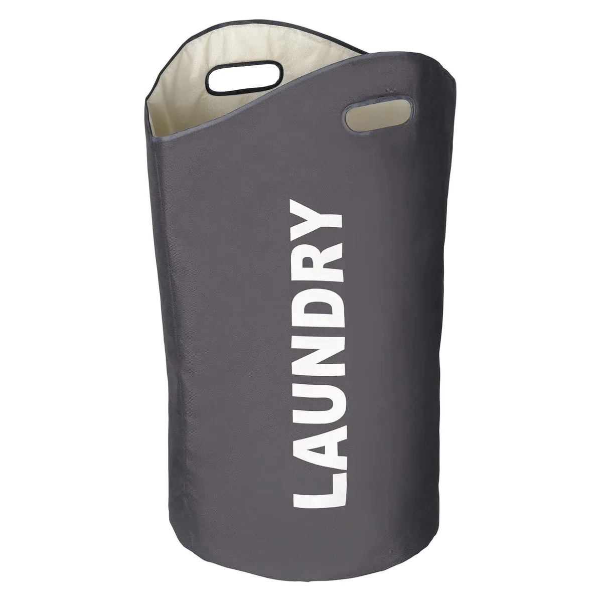 WENKO Wäschesack, 65 l, aus langlebigem Polyester, Dunkelgrau mit Tragegriffen 4