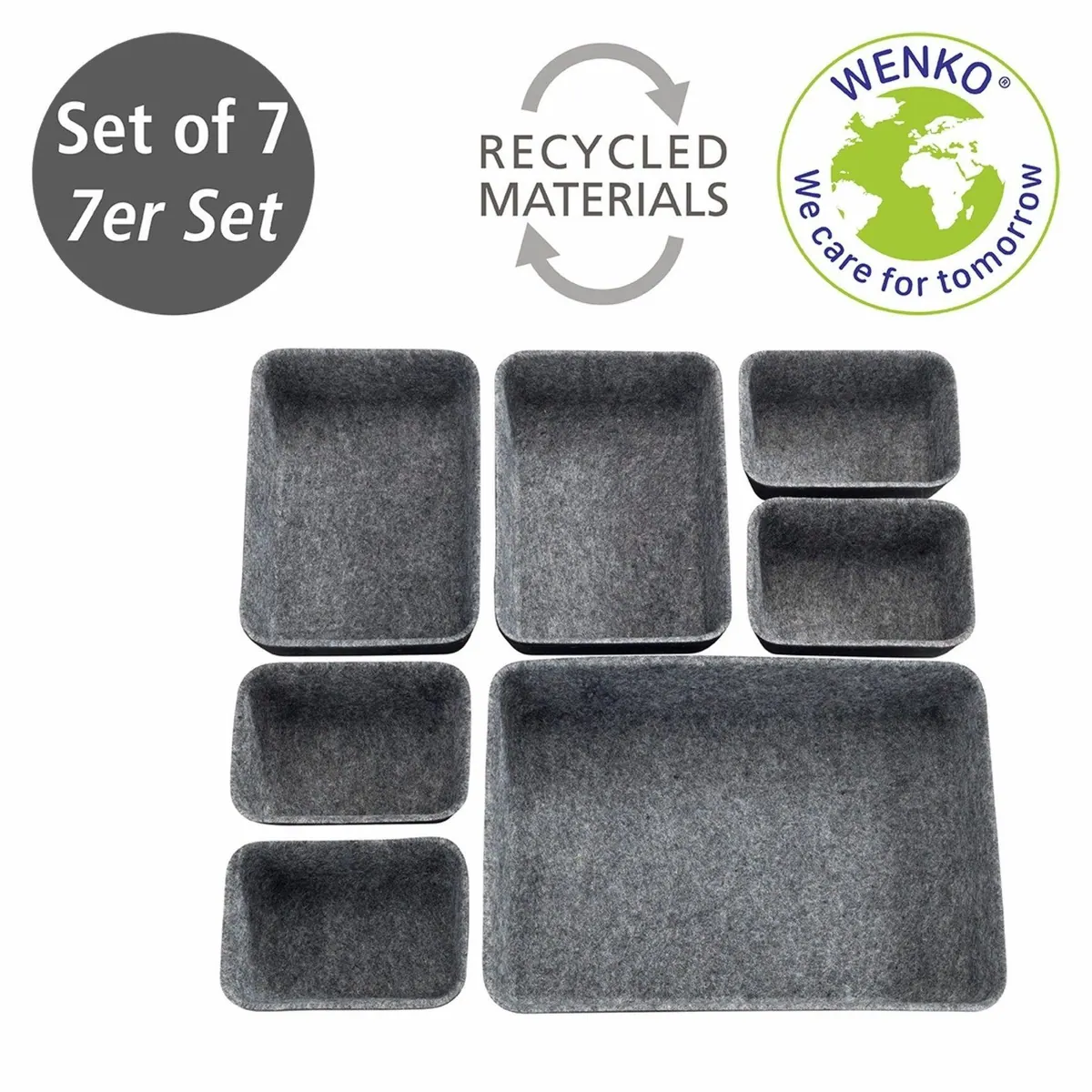 WENKO Organizer Set, 7-teilig, für Schubladen, aus recyceltem Polyesterfilz 2