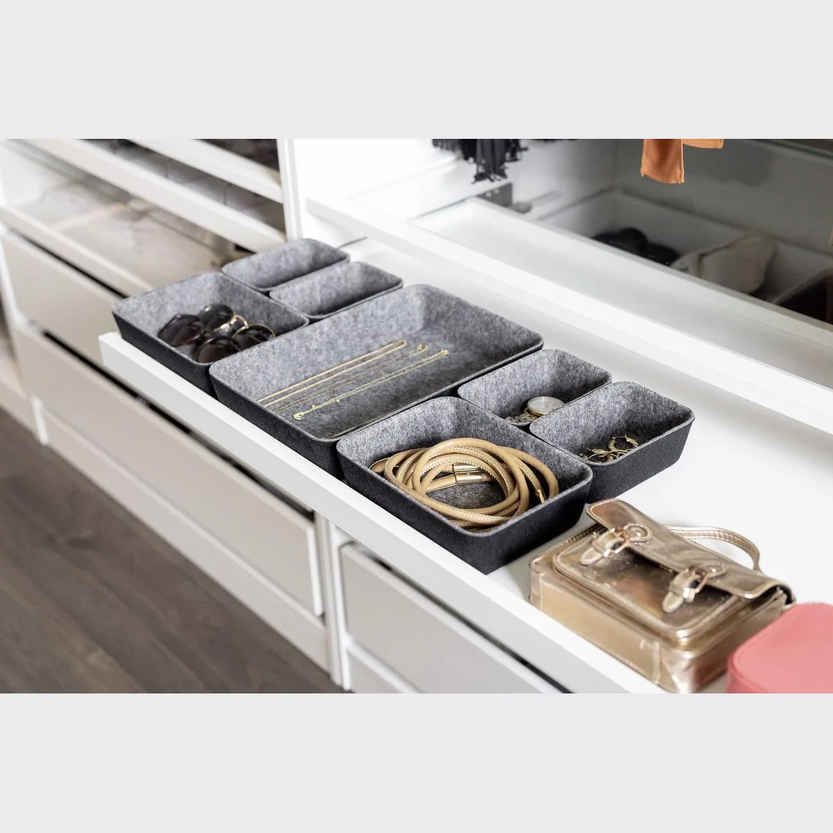 WENKO Organizer Set, 7-teilig, für Schubladen, aus recyceltem Polyesterfilz 5
