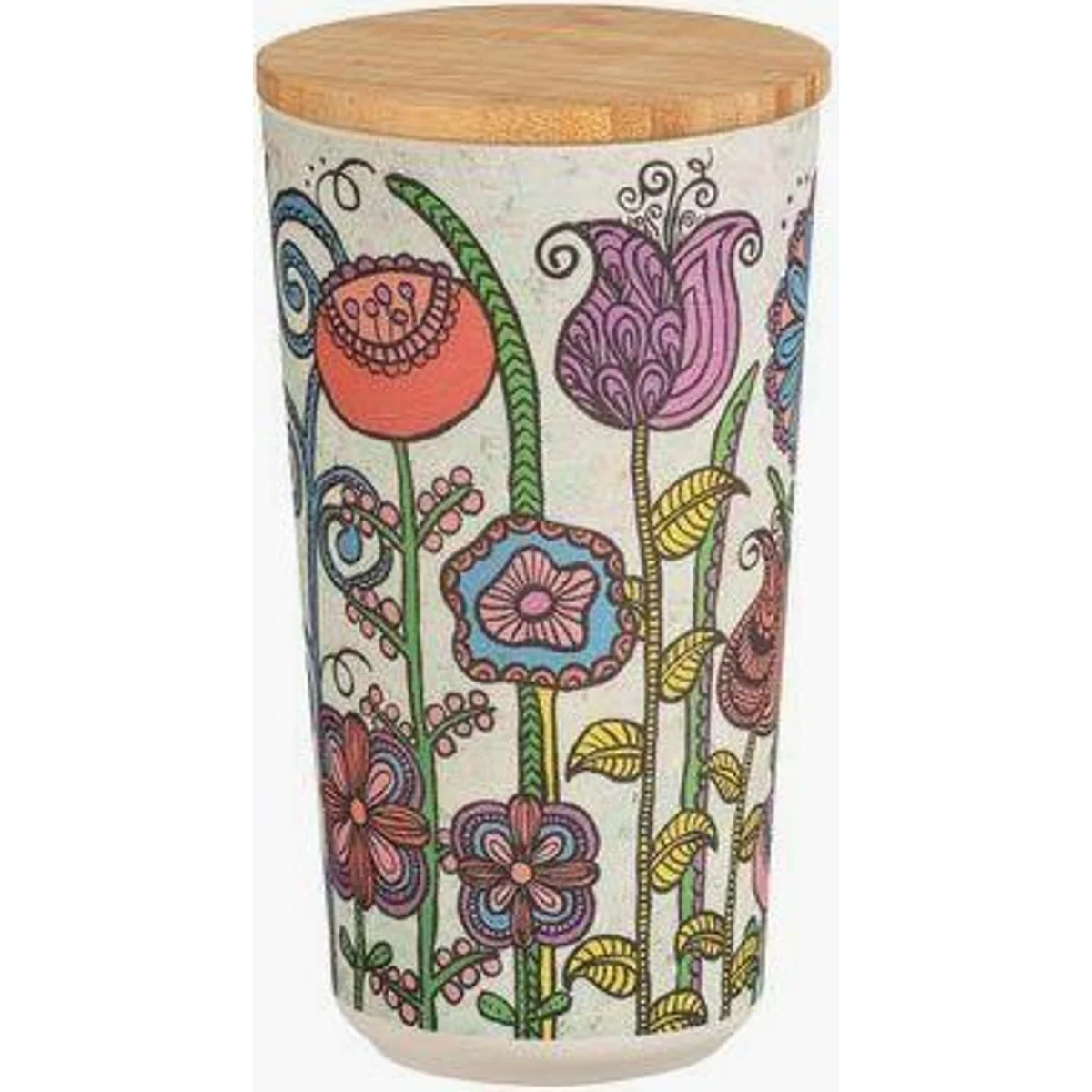WENKO Vorratsdose Flowers, luftdicht, aus PLA-Kunststoff mit Bambusdeckel