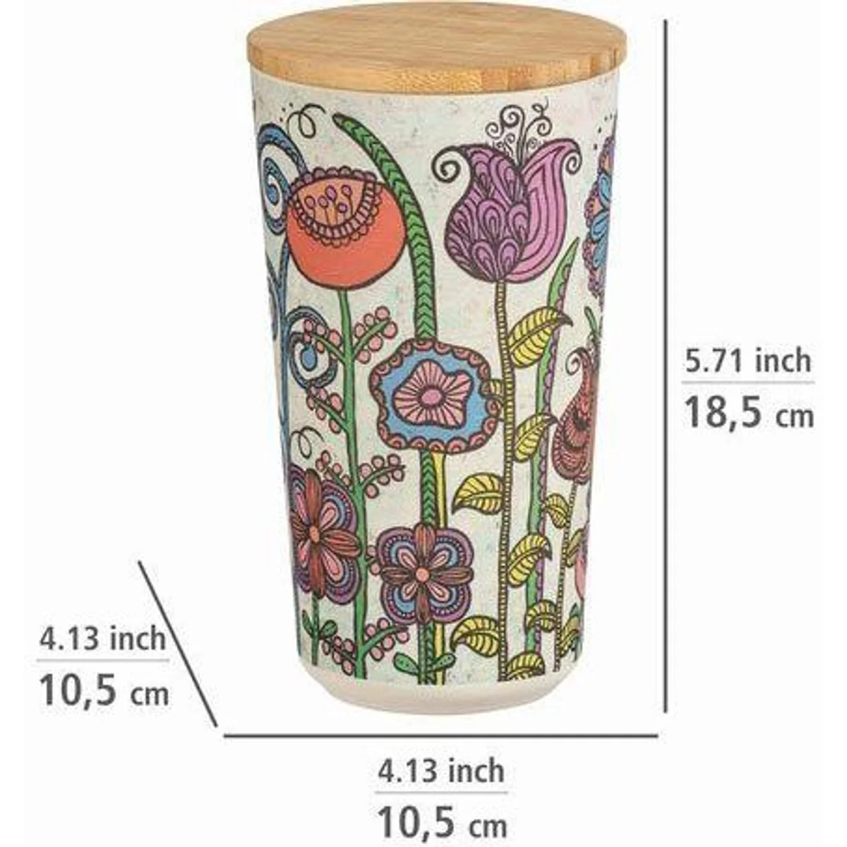 WENKO Vorratsdose Flowers, luftdicht, aus PLA-Kunststoff mit Bambusdeckel 2