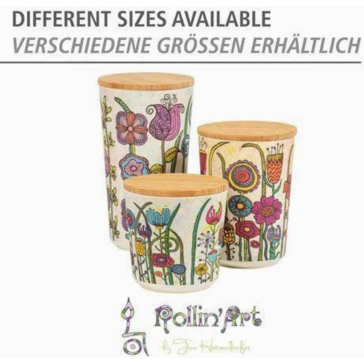 WENKO Vorratsdose Flowers, luftdicht, aus PLA-Kunststoff mit Bambusdeckel 5