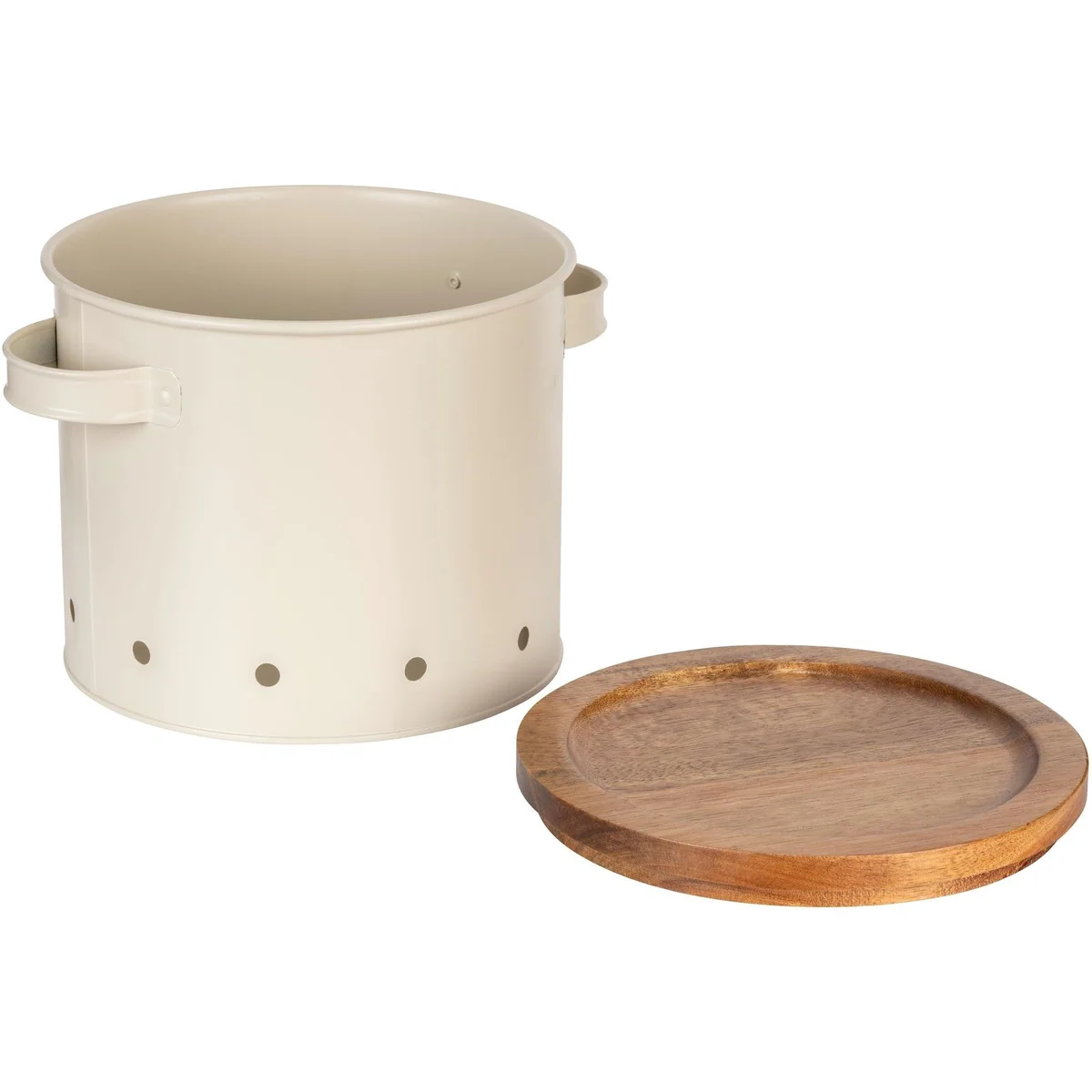 WENKO Aria Vorratsdose, Massivholz & Metall, 3,8 l — luftdurchlässig, rustikales Design, praktische Griffe 3