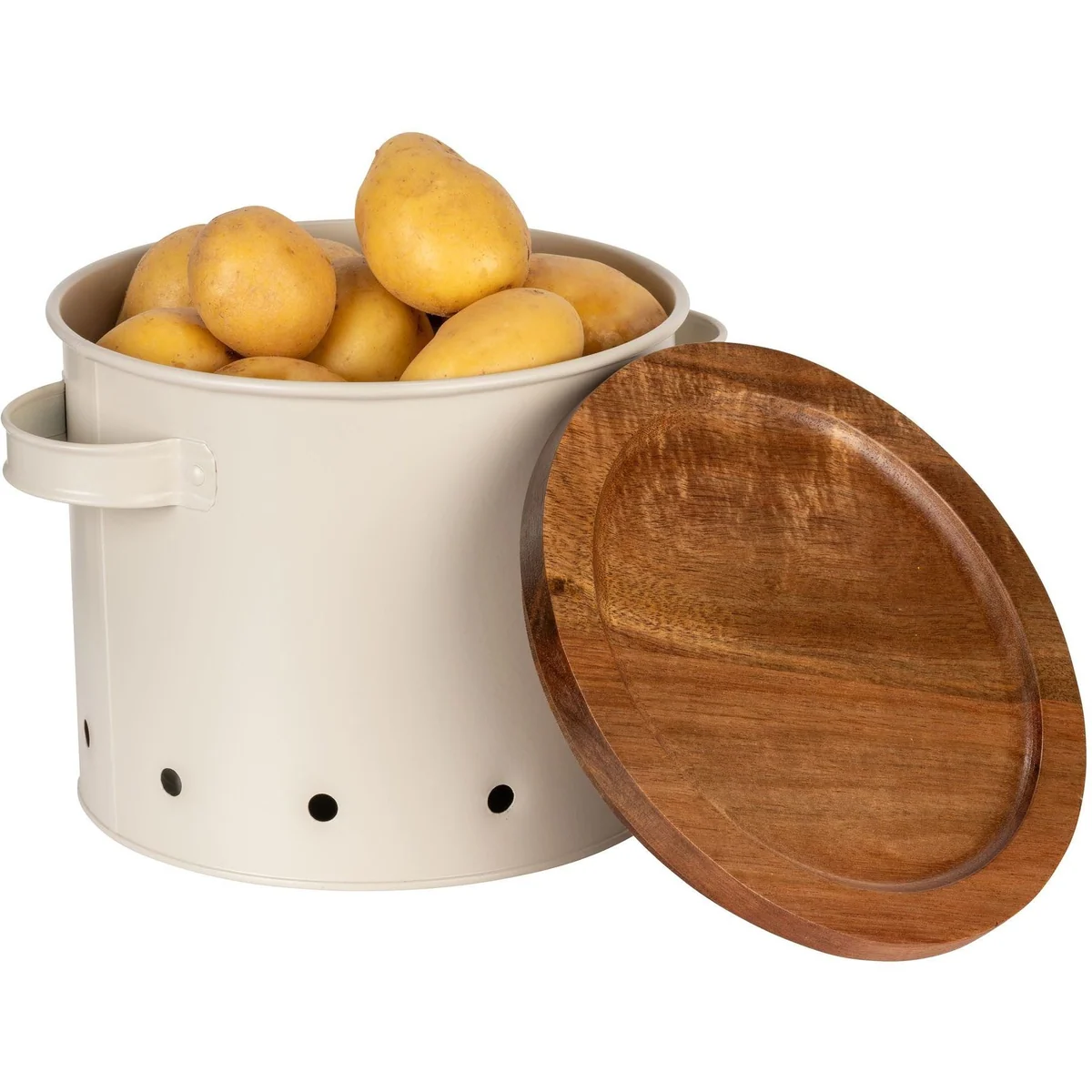 WENKO Aria Vorratsdose, Massivholz & Metall, 3,8 l — luftdurchlässig, rustikales Design, praktische Griffe 4