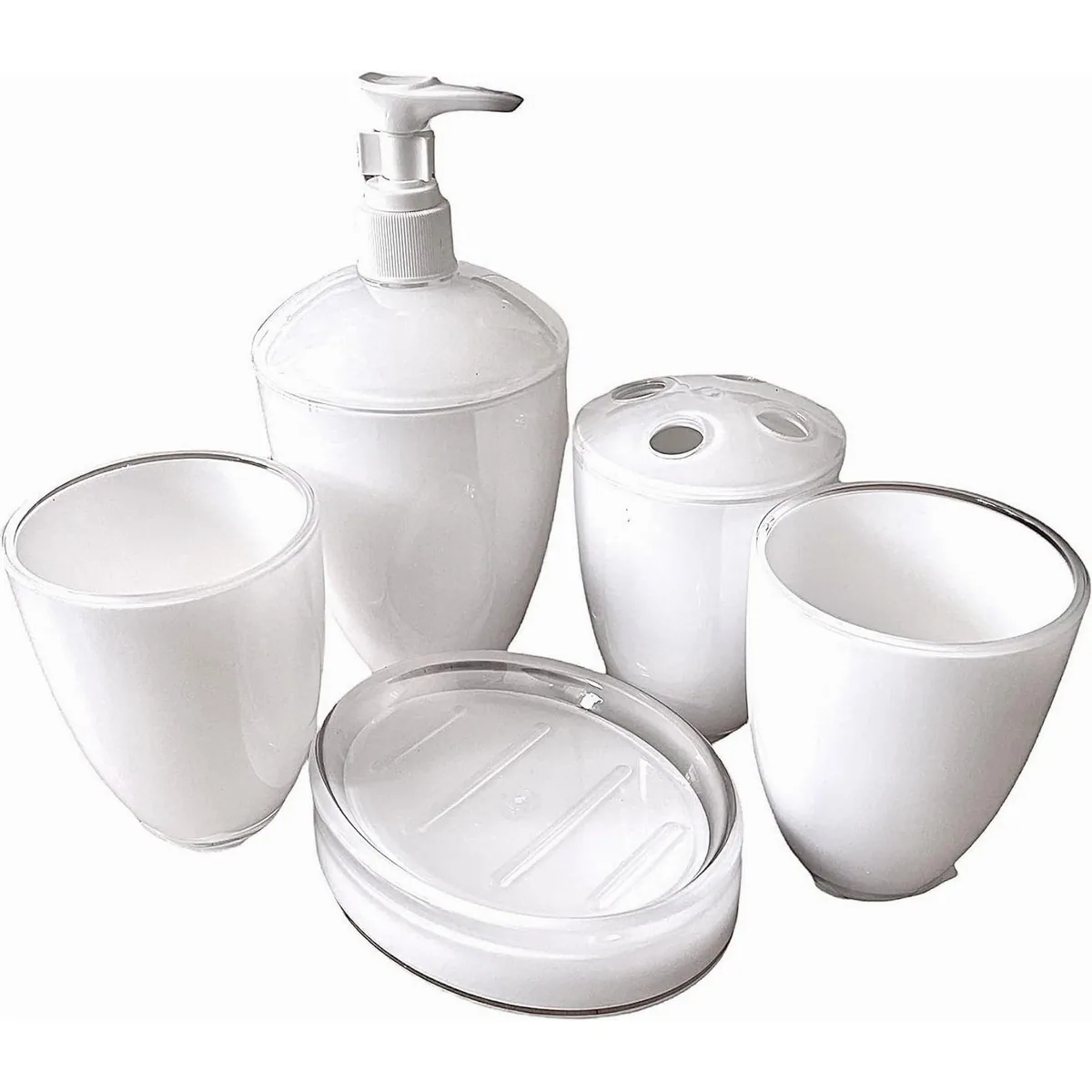 WENKO Badaccessoire-Set, zeitloses Design, 5-teilig