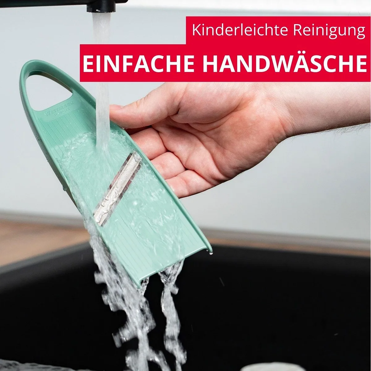 Westmark Gemüsehobel Hobelix, beidseitige Edelstahlklinge, Mint-Grün 5
