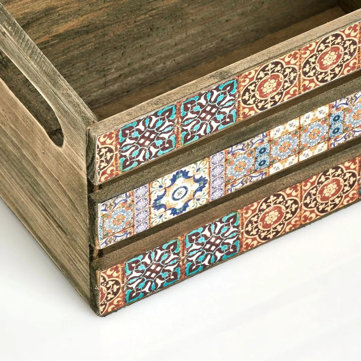 Zeller Deko-Kiste Mosaik, farbenfrohes Design, Tannenholz, 24 x 14 x 13,5 cm 3
