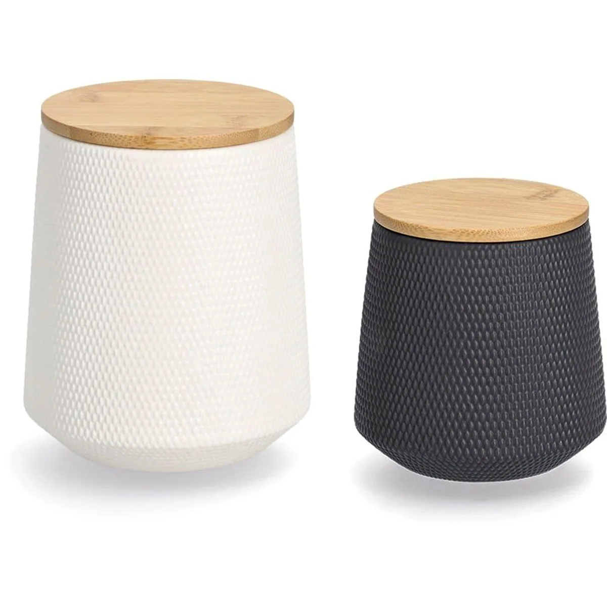 Zeller Vorratsdosen Set, Keramik & Bambus, 580ml & 1080ml — elegantes Design, praktische Aufbewahrung, ideal für trockene Lebensmittel