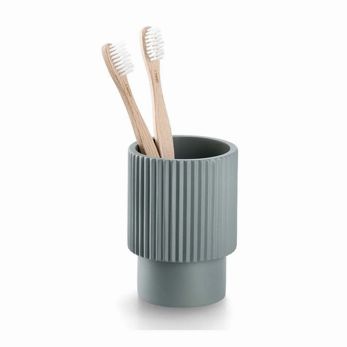 Zeller Badaccessoire-Set 3-teilig, moderne Rillenoptik in Salbeigrün 2