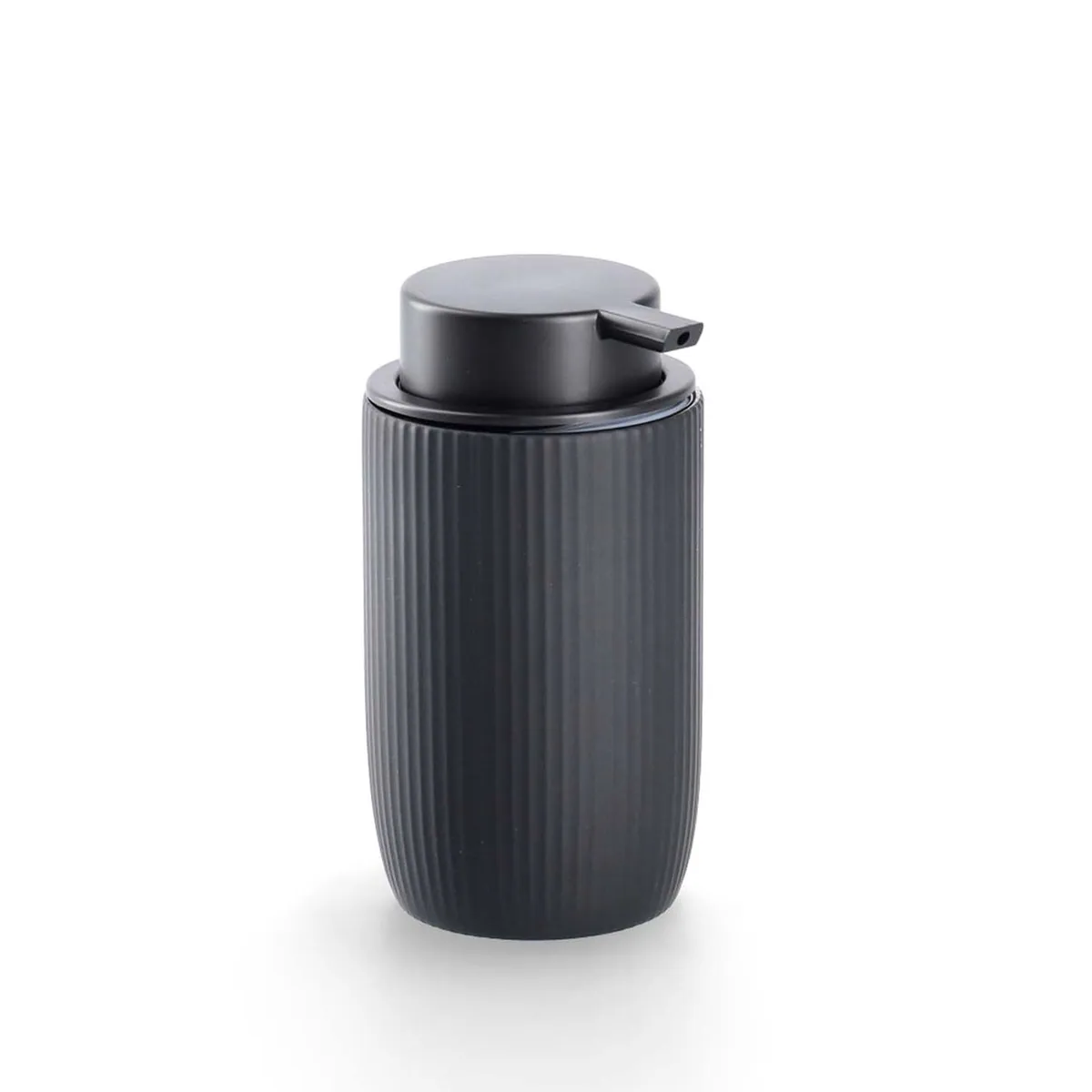 Zeller Badaccessoire-Set 4-teilig, Keramik Schwarz mit Rillenoptik 5